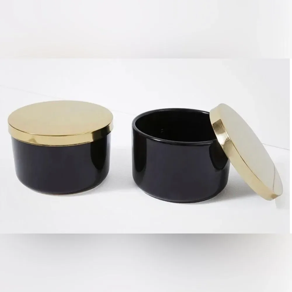 NEW *Z Gallerie* Multi-Use Ceramic Storage Duo - Black and Silver Canister Set